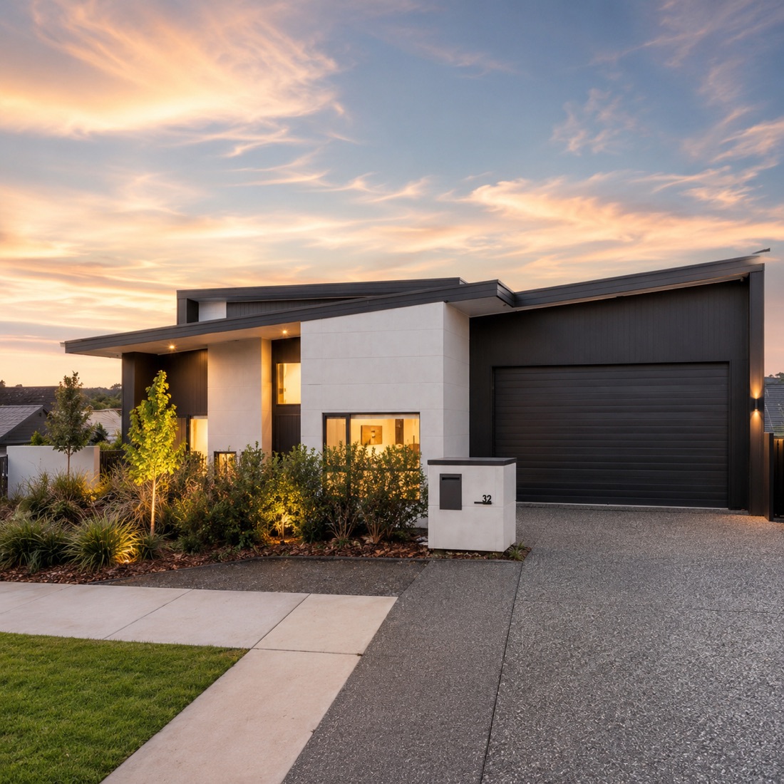 Flow House, Solar passive new home on a sloping site