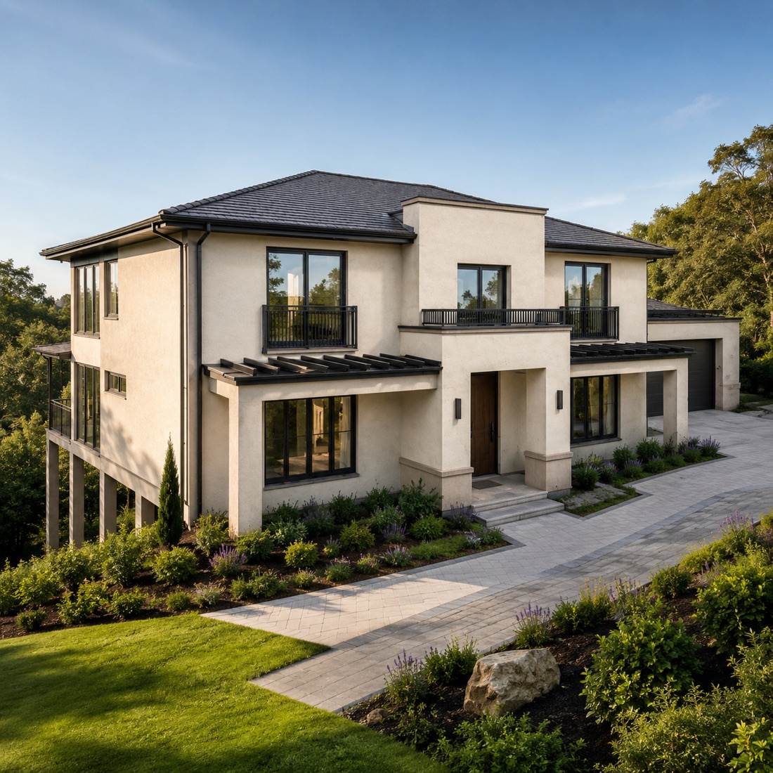 Rendered family home, New home, two-storey